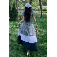现货2024新款格子大摆裙无袖优雅连衣裙B馆一楼193