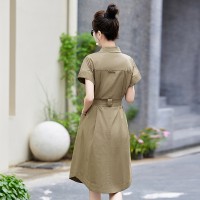 夏季短袖休闲新款洋气宽松大码胖mm衬衫裙