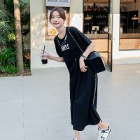 现货数据好夏季新款印花长款T恤连衣裙8597