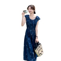 夏季牛仔连衣裙女中长款