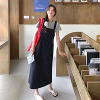 现货夏季新款波点修身背带裙5202