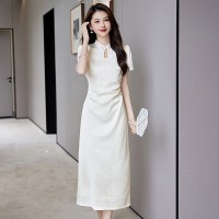 现货2024夏装新中式复古气质时尚清新设计感改良旗袍连衣裙