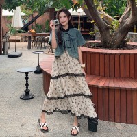 （现货）.蕾丝蛋糕裙新中式2件套207