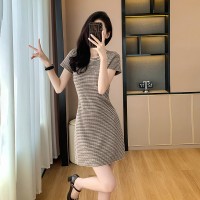 气质通勤条纹显瘦针织包臀裙子法式复古精致小香风连衣裙夏季