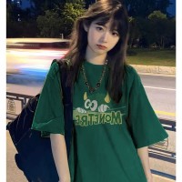 卡通印花200克后包条春新款纯棉大码短袖T恤