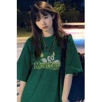 卡通印花200克后包条春新款纯棉大码短袖T恤