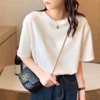 抹茶绿短袖T恤女韩版2024年新款华夫格宽松百搭上衣ins