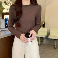 螺纹长袖t恤女2024春秋新款修身百搭西装内搭纯色打底衫
