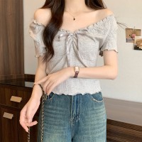 纯欲甜美小个子修身显瘦短袖T恤女夏季小众短款打底上衣