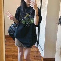 卡通印花200克后包条春新款纯棉大码短袖T恤
