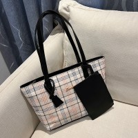 格纹印花托特包2024新款大容量女士包包单肩包女韩版新款购物袋