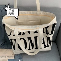 简约字母帆布包女单肩欧式文艺韩风ins大容量学生上课班布袋夏季