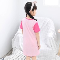 夏季儿童纯棉睡衣中大童卡通印花家居服宝宝女童睡裙子亲子装女士