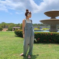 现货春夏季牛仔背带连体裤女破洞彩色长裤062档口2575款