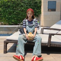 现货春夏季牛仔背带连体裤女破洞彩色长裤062档口2575款