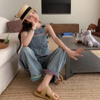 现货春夏季牛仔背带连体裤女破洞彩色长裤062档口2576款