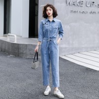 短袖牛仔连体裤女2024夏季新款女装时尚显瘦百搭工装休闲连衣裤潮