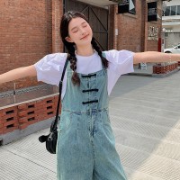 现货浙宝012背带牛仔裤连体裤阔腿长裤两件套2024新款Y