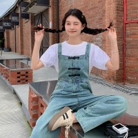 现货浙宝012背带牛仔裤连体裤阔腿长裤两件套2024新款Y