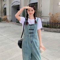 现货浙宝012背带牛仔裤连体裤阔腿长裤两件套2024新款Y