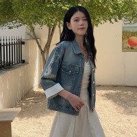 现货新中式牛仔外套春装女2024年新款古着vintage独特上衣超好看