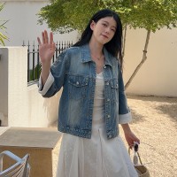 现货新中式牛仔外套春装女2024年新款古着vintage独特上衣超好看