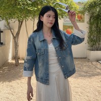 现货新中式牛仔外套春装女2024年新款古着vintage独特上衣超好看
