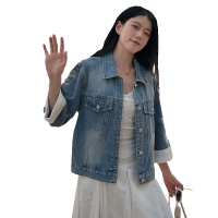 现货新中式牛仔外套春装女2024年新款古着vintage独特上衣超好看
