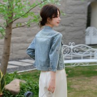 欧洲站设计感重工钉珠牛仔外套女2024春季新款新中式时尚百搭上衣