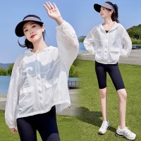 2024夏季新款防晒服短款大版休闲连帽拉链款