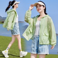 2024夏季新款防晒服短款大版休闲连帽拉链款