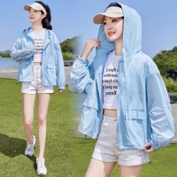 2024夏季新款防晒服短款大版休闲连帽拉链款