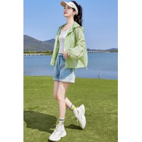 2024夏季新款防晒服短款大版休闲连帽拉链款