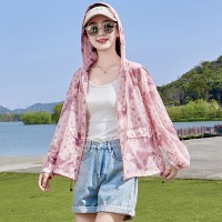 2024夏季新款防晒服短款薄款印花休闲帽防晒皮肤衣