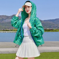 2024夏季新款防晒服短款薄款印花休闲帽防晒皮肤衣