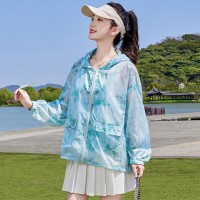 2024夏季新款防晒服短款薄款印花休闲帽防晒皮肤衣