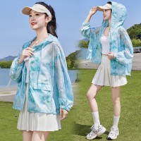 2024夏季新款防晒服短款薄款印花休闲帽防晒皮肤衣