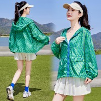2024夏季新款防晒服短款薄款印花休闲帽防晒皮肤衣