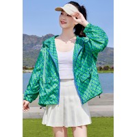 2024夏季新款防晒服短款薄款印花休闲帽防晒皮肤衣