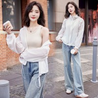 《48H发》弹力松紧抽绳连帽立领防晒衣短外套