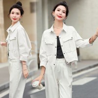现货2024夏季新款防晒服短款小个子薄款休闲百搭水洗棉防晒服