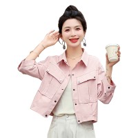 现货2024夏季新款防晒服短款小个子薄款休闲百搭水洗棉防晒服