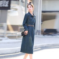 【现货新品】淑女气质工装口袋设计减龄牛仔衬衫裙连衣裙