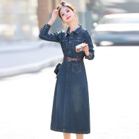 【现货新品】淑女气质工装口袋设计减龄牛仔衬衫裙连衣裙
