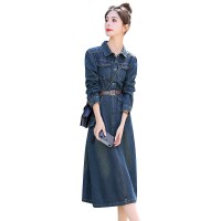 【现货新品】淑女气质工装口袋设计减龄牛仔衬衫裙连衣裙