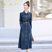 【现货新品】固色水洗时尚休闲气质衬衫牛仔连衣裙