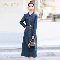 【现货新品】固色水洗时尚休闲气质衬衫牛仔连衣裙