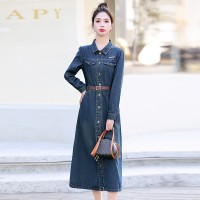 【现货新品】固色水洗时尚休闲气质衬衫牛仔连衣裙