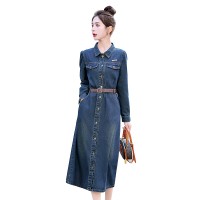【现货新品】固色水洗时尚休闲气质衬衫牛仔连衣裙