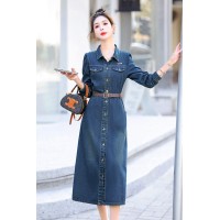 【现货新品】固色水洗时尚休闲气质衬衫牛仔连衣裙